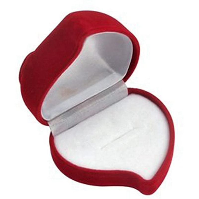 12 Pcs Heart-Shaped Flocking Boxes, Wedding Gift Box, Heart-Shaped Big Red Ring Jewelry Box,Heart Ring Box