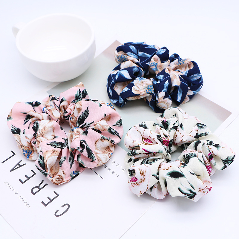 67 Style New Fashion Floral Print Scrunchies Solid Long Hair Ribbon For Women Ponytail Scarf Sweet Hair Band Hair Accessories