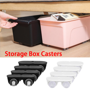 4pcs Mini Caster Adhesive Pulley Storage Box Casters Trash Can Self-Adhesive Furniture Home Silent No Scratches Box Wheels