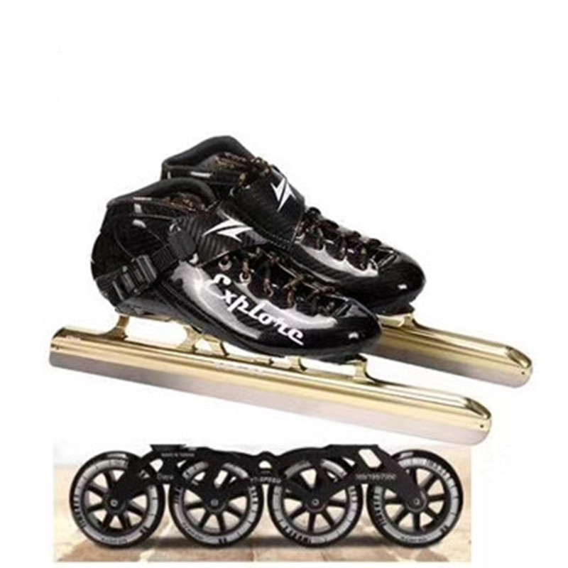 carbon fiber inline speed skates shoes track ice skates patines roller wheel combination muti-use race 380 410 430 90 100 110mm
