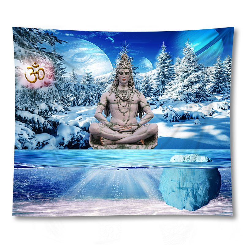 Buddha Tapestry Wall Hanging Square Beach Blanket Mandala Tablecloth Ganesha Walls Hang Tapestries Home Textile