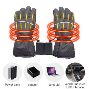 USB Electric Heating Finger Gloves Thick Heated Washable Gloves For Outdoor Heated Ski Waterproof Lithium Battery Ski Gloves