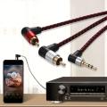 90degree 3.5mm jack to 2RCA Audio Cable Wrapped Shielded For Speakers Amplifier Mixer