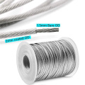 Coated Flexible Wire Rope Steel Pvc Coated Stainless Steel Clothesline 30meters Transparent Hooks Diameter 2mm Kit Wire Rope