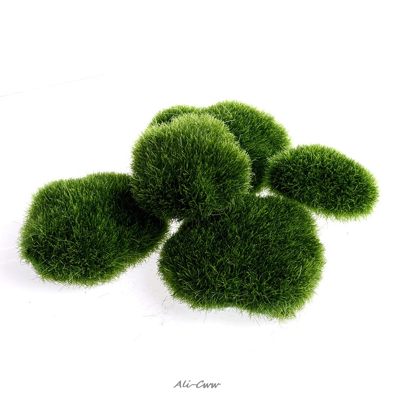 5pcs Green Artificial Moss Stones Grass Plant Poted Home Garden Decor Landscape