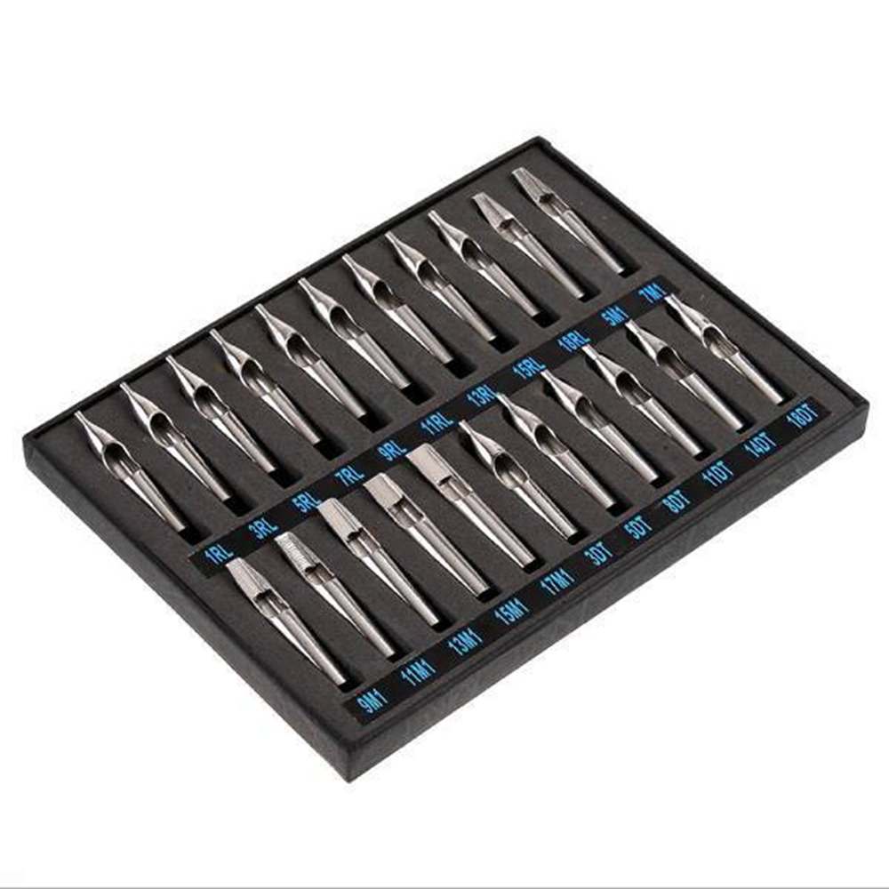 22 Pcs Tattoo Tips Set Stainless Steel Nozzle Tube Needles Tattoo Machine Reusable Kit Hot Sale