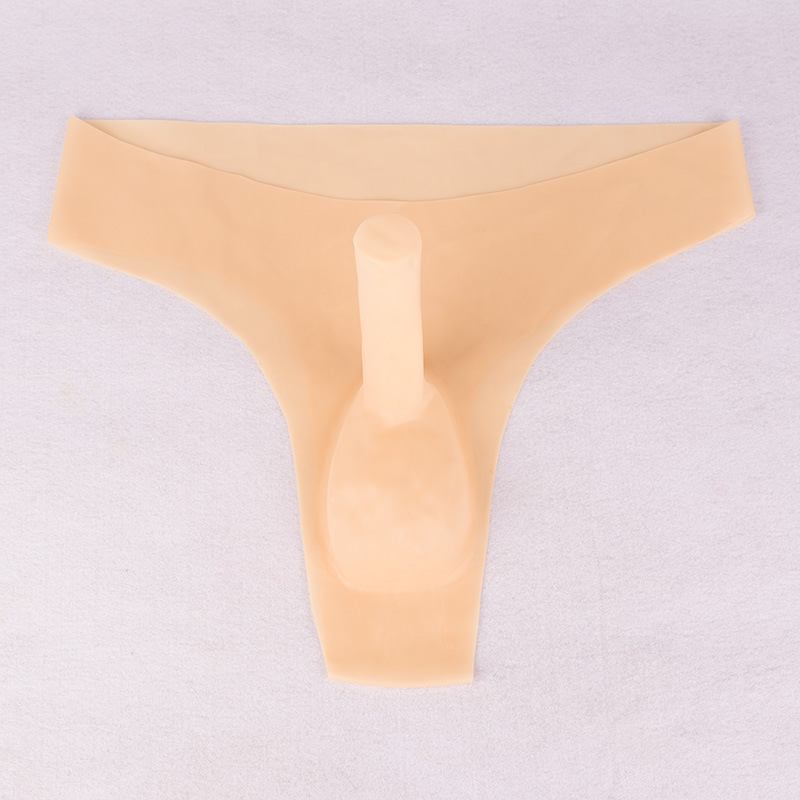 Men Sexy Rubber Latex Shaft Condom Sheath one piece Briefs Underwear Sex game Tool pouch Underpants