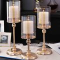 Gold Metal Pillar Candle Holders Pillar Candle Centerpieces Table Mantel Fireplace Decor Metal Candlestick Nordic Home Decor