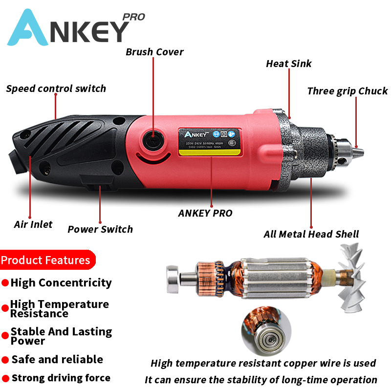 480W Mini High Power Electric Drill Dremel Style Recorder With 6 Variable Speed Positions For Rotary Tools Mini Grinder Engraver