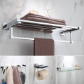 Luxury Bathroom Accessories Set Shower Bathroom Products Chrome Shower Glass Shelf Towel Rack Toilet Brush Holder Wall Mount