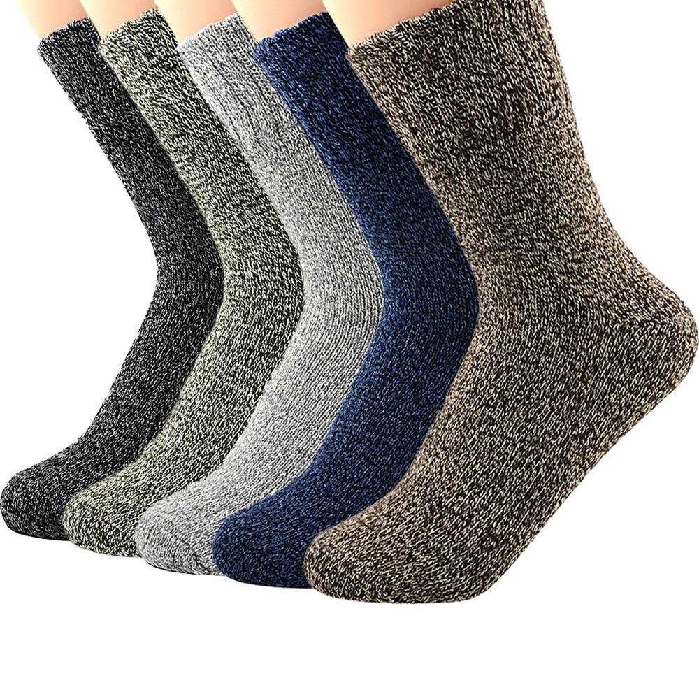 Men Socks Wool Cotton Casual High Quality Diamond pattern Men's Socks Winter thick warm 5 Pairs happy Socks Men Breathable