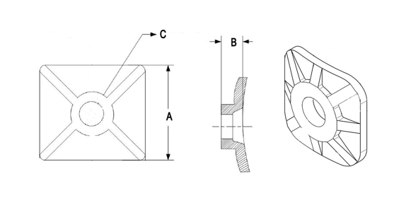 cast square curved washer drawing