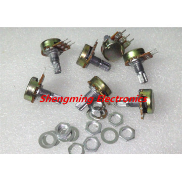 5pcs WH148 3pins B1K B2K B5K B10K B20K B50K B100K B250K B500K B1M Linear Potentiometer 15mm Shaft With Nuts And Washers