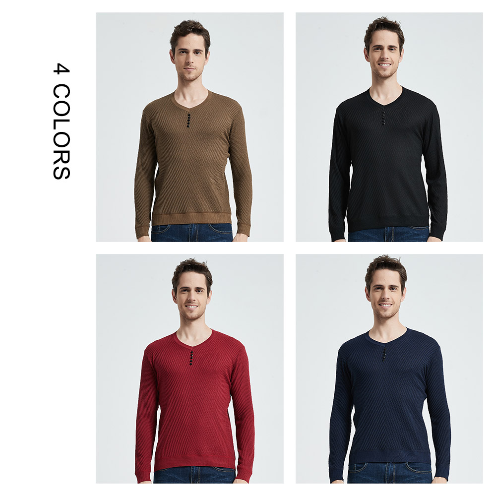 COODRONY Sweater Men Casual V-Neck Pullover Shirt Spring Autumn Slim Fit Long Sleeve Mens Sweaters Knitted Cotton Pull Homme Top