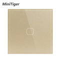 MiniTiger EU/UK Standard,1 Gang 1 Way Wall Touch Switch, White Crystal Glass Switch Panel, 220-250V, Only Touch Function