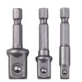 3PCs/set 1/4 3/8 1/2Hex Power Drill Bit Driver Socket Bits Set Adapter Wrench Sleeve Extension Bar For Electric Screwdriver Bits