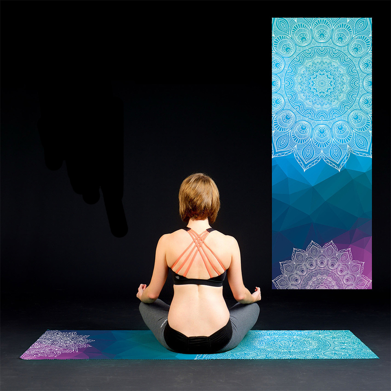 Lady's Yoga Mat Towel Thick Floral Print Indoor Outdoor Foldable Bodybuilding Exercise Mat Sports Equipment 183cm X 63cm