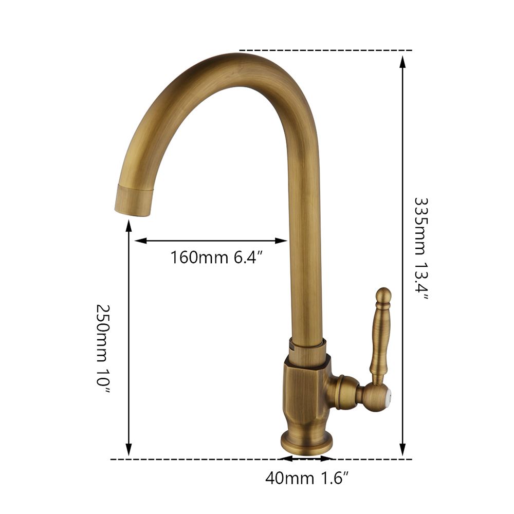 KEMAIDI Antique Brass Kitchen Faucets 360 Swivel Copper Bathroom Basin Sink Tap Crane Only Cold Water Faucet