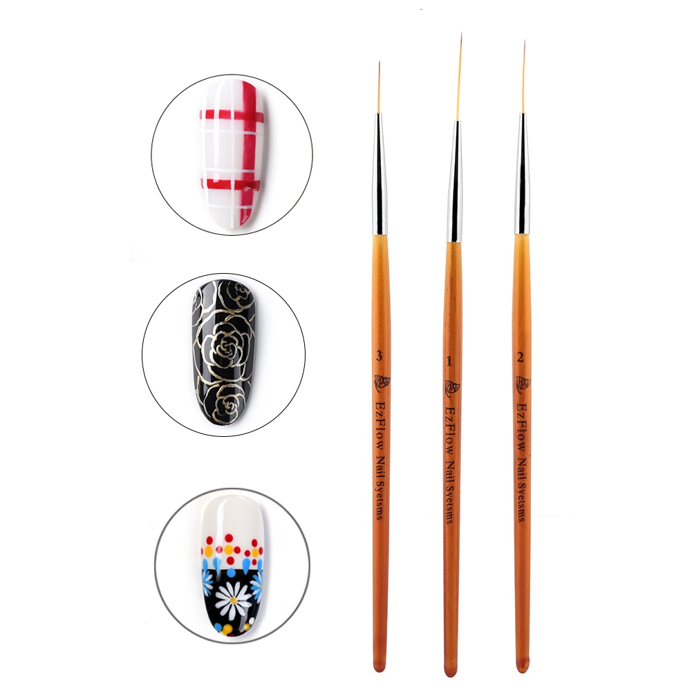 3Pcs 15mm/20mm/25mm Nail Art Drawing Line Brush Painting Pen Nail Dotting Tool Set Nail Brushes Pens Accessories