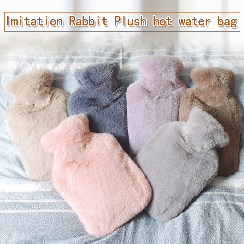 800ml hot water bottle soft to keep warm in winter portable and reusable protection plush covering washable and leak-proof