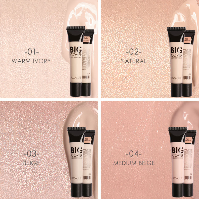 FOCALLURE 4 colors Liquid Concealer cream Makeup facial corrector Waterproof Natural Base Foundation Cosmetic