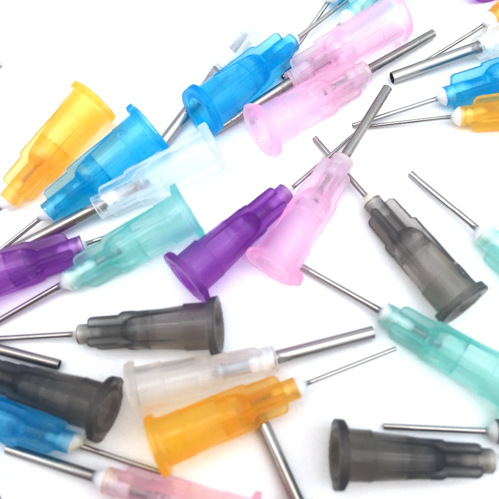 35pcs Dispensing Tips Liquid Dispenser Syringe Needles Tips 16GA,18GA,21GA,22GA,23GA,24GA,25GA Gauge for Tips Glue Dispensing