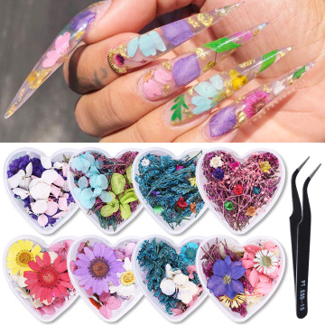 Dried Flowers 3D Hydrangea Flower Mixed Nail Drills Colorful Nail Art 3D Decorations DIY Flower Polish DIY Flower