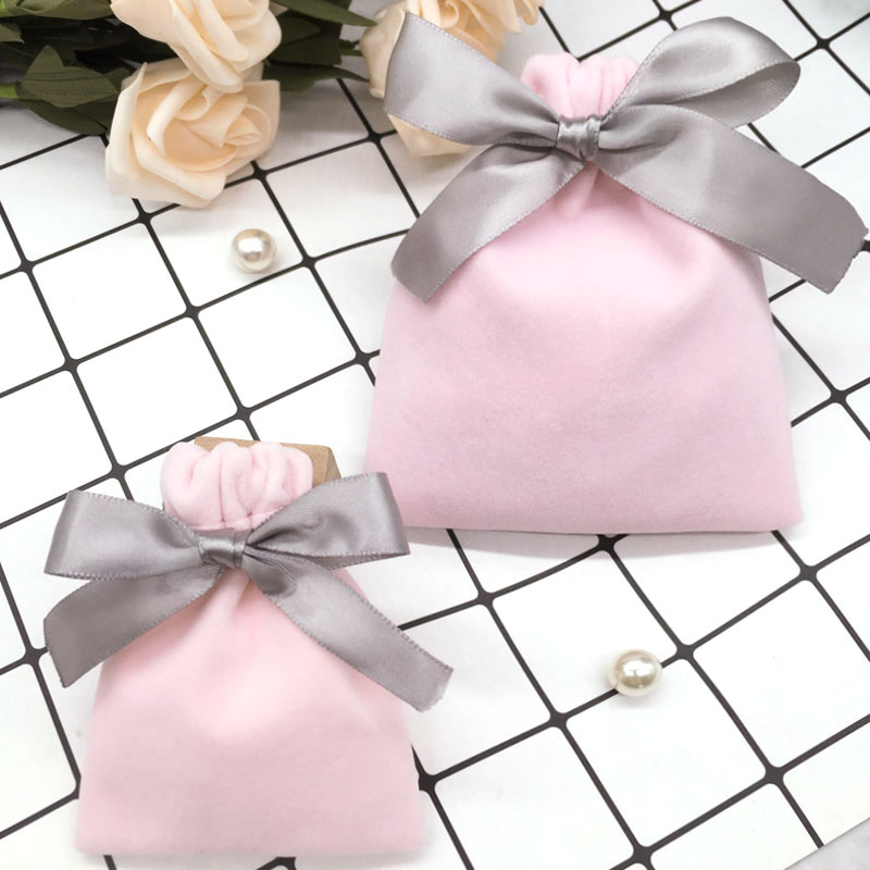 20PCS Velvet Bag Jewelry Packaging Drawstring Pouch Ribbon Sack Lipstick Makeup Birthday Party Gift Bags Wrapping Supply Custom