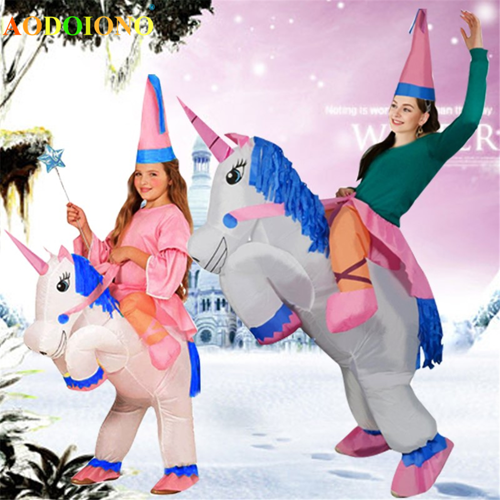 Unicorn Inflatable Kids Costume Ride-on Animal Outfit for Child Cosplay Clothes Party Carnival Blow Up Dragon Toys Fancy Dress