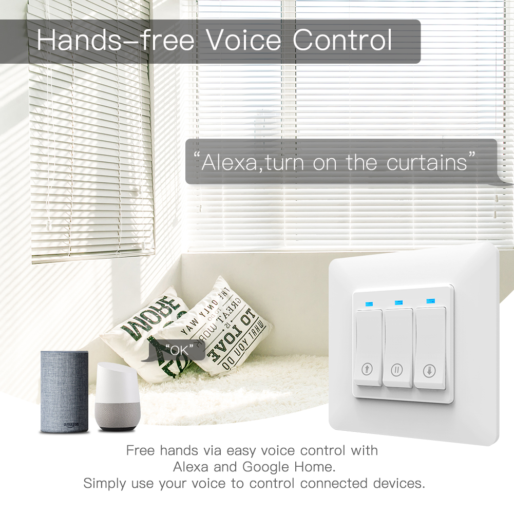 WiFi Smart Push Button Curtain Roller Blinds Shutter Switch Tuya Remote Control Motorized Motor Works with Alexa Google Home