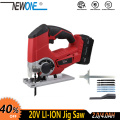 20V Cordless Jig Saw Scroll saw Electric Power Tool Quick Change Blade LED Light With 6Pcs Blades,metal ruler, Stepless speed