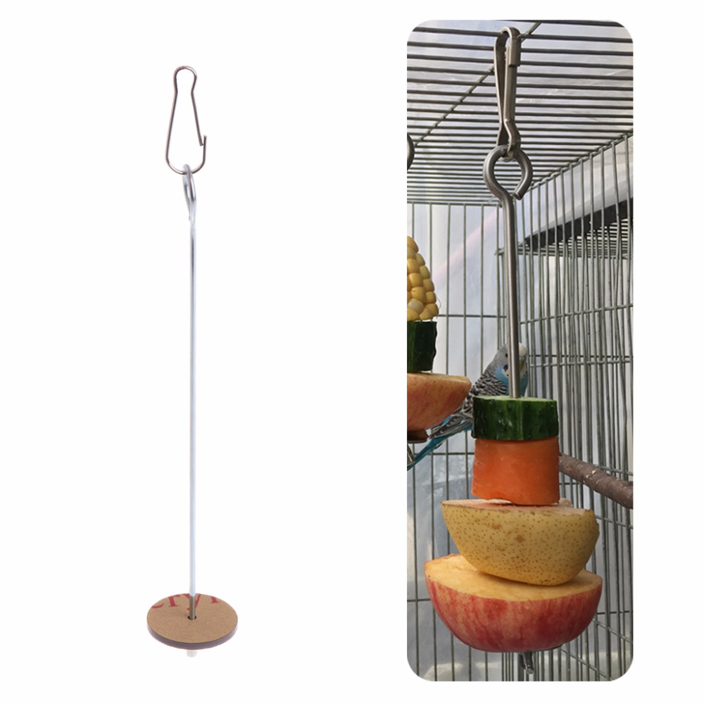 1Pc New Parrots Birds Food Holder Support Small Animal Stainless Steel Fruit Spear Stick Meat Skewer Bird Feeder 2 Types C42