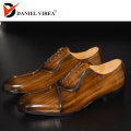 Men Dress Wedding Shoes Italy Design Formal Mixed Brown Color Luxury Style High Quality Patent Leather Oxford Man Casual Shoe