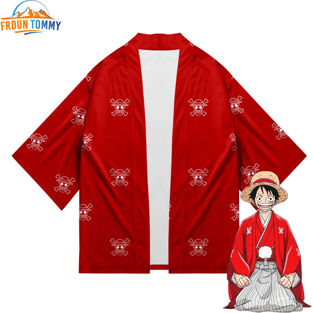 One Piece Japanese Kimono new print Luffy Cardigan Cosplay Shirt Summer Kawai One Piece Kimono cardigan samurai costume clothing