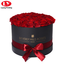 Cardboard Black Round Flower Rose Gift Box