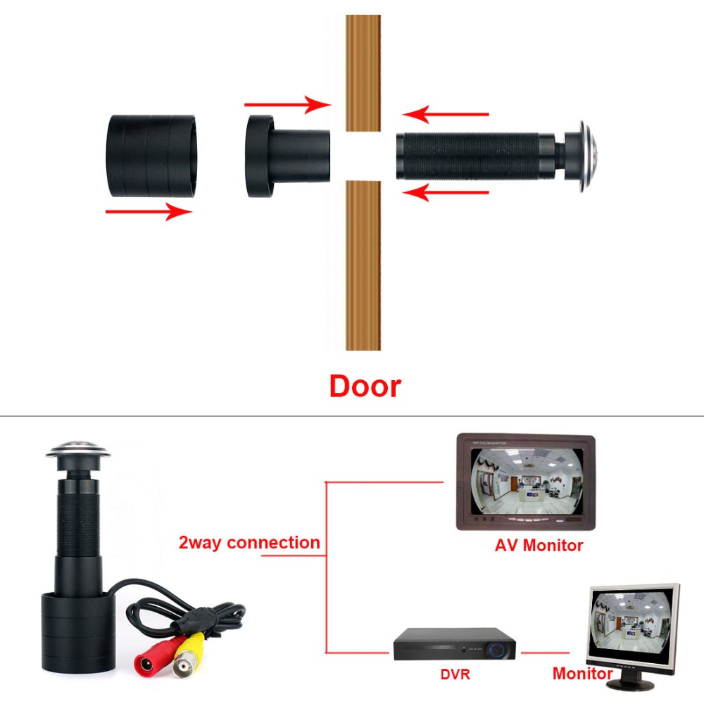 SMTKEY 800TVL CVBS Analog door cat eye Color wide view Door Viewer Camera Adjustable Home Security Camera