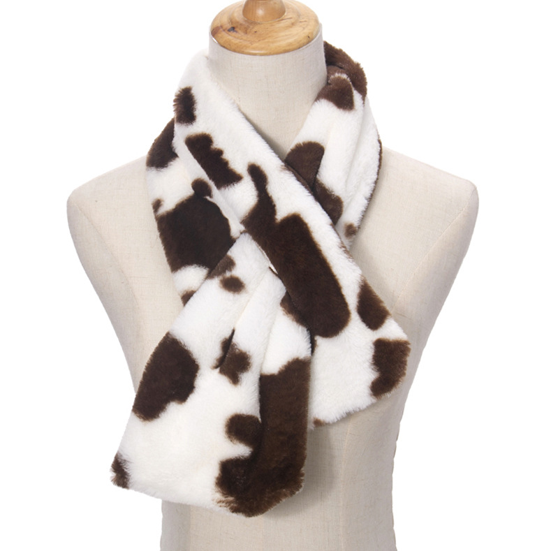 2020 Fashion Cow Print Sacrf Women Winter Fur Warm Narrow Shawls And Wraps Thick Scarves Female