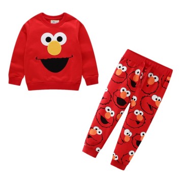 Autumn Winter Cartoon Elmo Printed Cotton Sets Baby Boys Clothing Sets Boys Girls Outfit Long Sleeve Shirt Pant