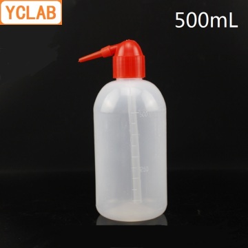 YCLAB 500mL Plastic Washing Bottle Red Elbow Narrow Mouth Blowing Organic Solution Cleaning Laboratory Chemistry Equipment
