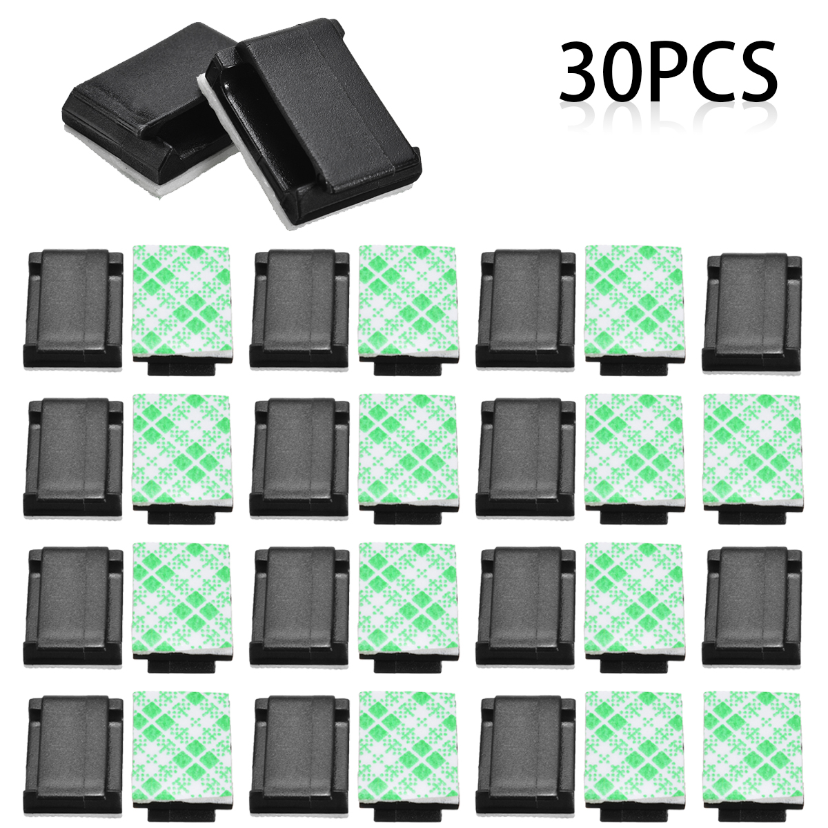 30pcs Self-adhesive Cable Clips Clamp Holder for Rectangle Plastic Mount Clamp Home Parts Accessories