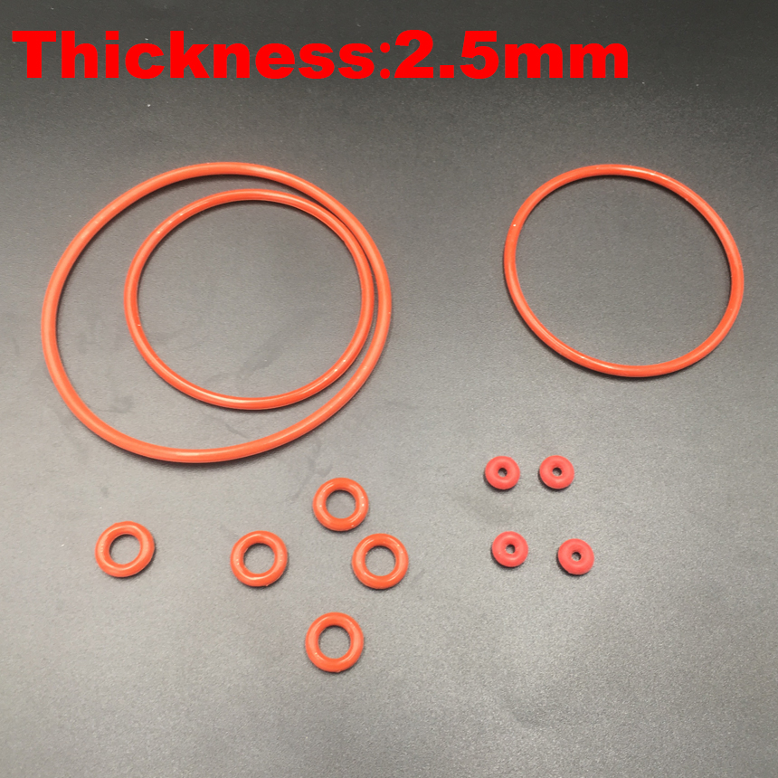 150pcs 8x2.5 8*2.5 9x2.5 9*2.5 10x2.5 10*2.5 11x2.5 11*2.5 (OD*Thickness) VMQ Food Grade Red Silicone Oil Seal O Ring Gasket