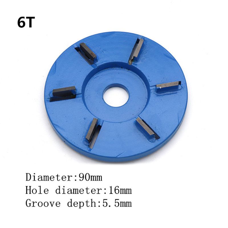 3/5/6 Teeth Flat Power Wood Carving Cutter Disc Milling Attachment 90mm Diameter For 16mm Aperture Angle Grinder