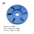 3/5/6 Teeth Flat Power Wood Carving Cutter Disc Milling Attachment 90mm Diameter For 16mm Aperture Angle Grinder