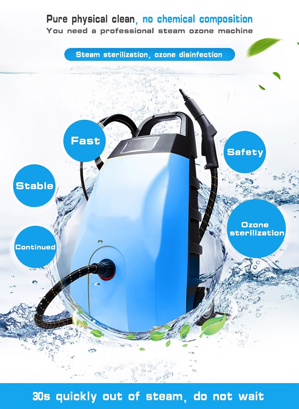Ozone High Pressure Steam Cleaner In Car Washer 3000W Commercial Vapor Cleaner high - level Disinfection Machine Car Wash,Hotel