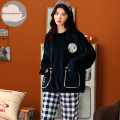 Winter Warm Thicken Elegant Women's Sleepwear Pajamas Lady Pajama Set Pullover Coral Fleece Pijamas Mujer Fashion Homewear Sets