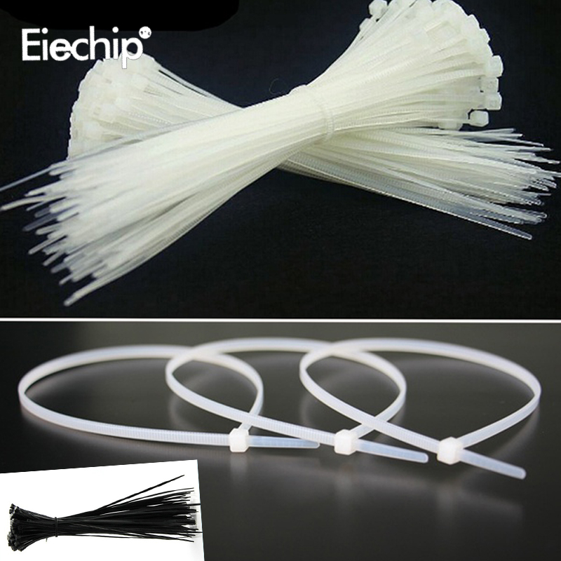 Eiechip 200mm Self-locking Nylon Cable Ties 8inch 100pcs 2color Plastic Zip Tie white black wire binding wrap strap UL Certified