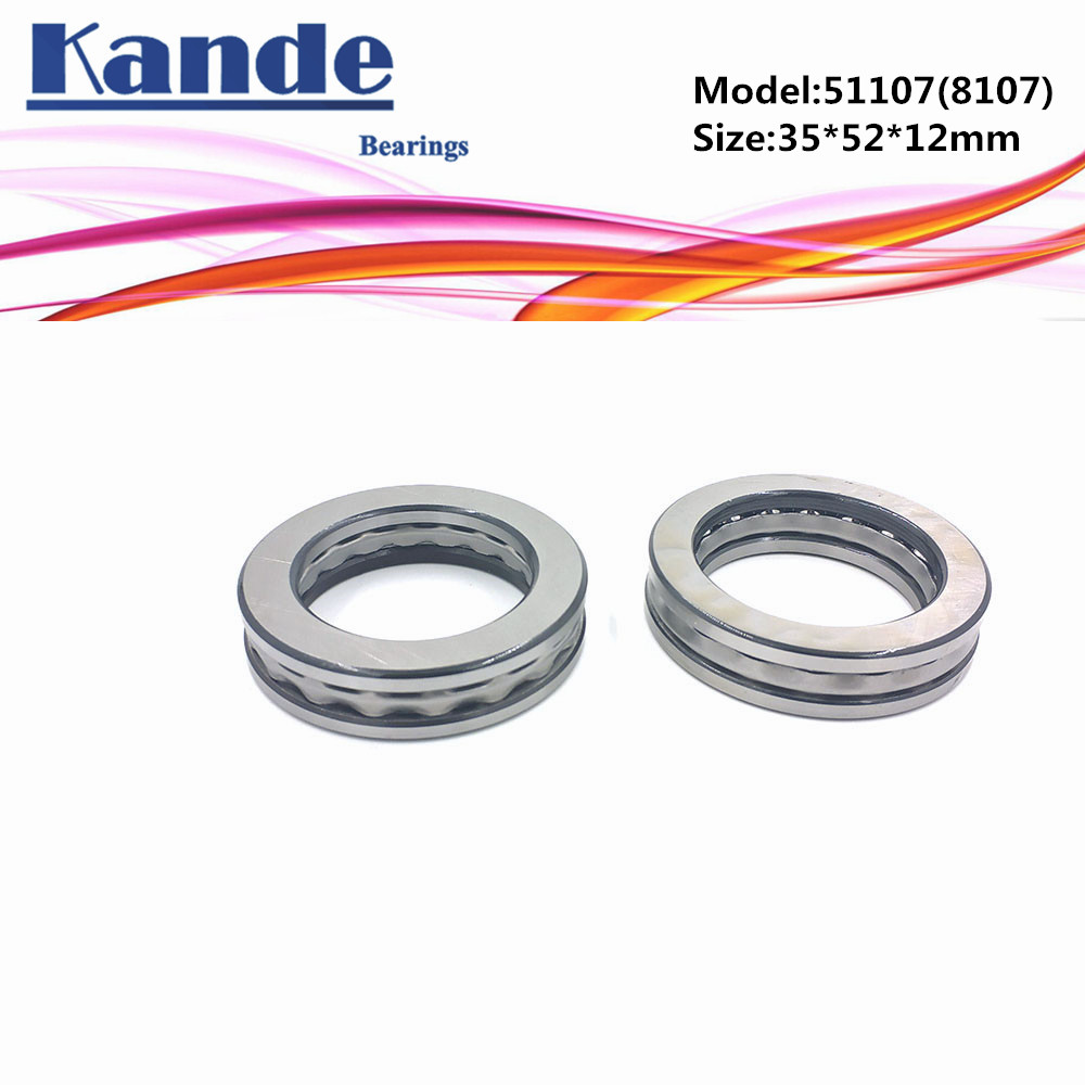 Kande 51107 8107 2pcs 35x52x12 ABEC-1 bearing Flat Thrust Ball Bearing Axial thrust bearing 8107