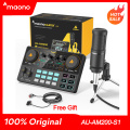 Maono Caster Am200-s1 Full Staff Microphone Mixer Sound Card Audio Podmaster With Codener Mic & Earphone For PC Phone YouTube