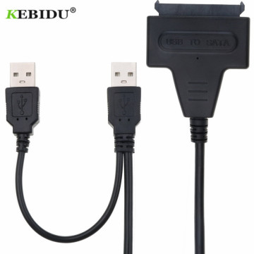 KEBIDU USB 2.0 SATA 7+15Pin to USB 2.0 Adapter Cable for 2.5 HDD/SSD Laptop Hard Disk Drive Connection Cables Serial Hot Sales