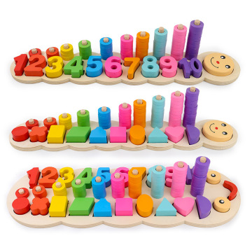 Safe Montessori coloful Children Preschool Teaching kids Counting and Stacking Board Wooden Math Toy learning educational toys